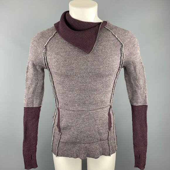 NICE COLLECTIVE Size M Purple Merino Wool High Collar Zipper Sweater - Picture 1 of 1